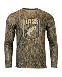 B.A.S.S. - L/S Bottomland Camo Shield Logo Performance Tee