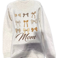 Bow Mom Light Grey Crew