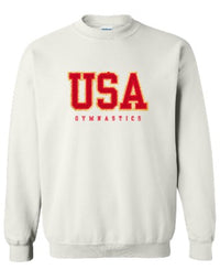 USA Gymnastics White Chenille Crew (Red Patch)